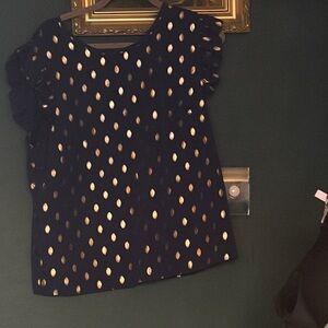 SHEIN Navy and Gold Dot Top